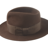 The Savoy: Focus on the elegant 2" grosgrain ribbon hatband in hickory | Agnoulita Hats