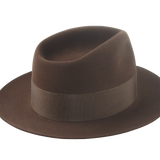 The Savoy: Angle showing the medium brim and raw-edge fedora snap | Agnoulita Hats