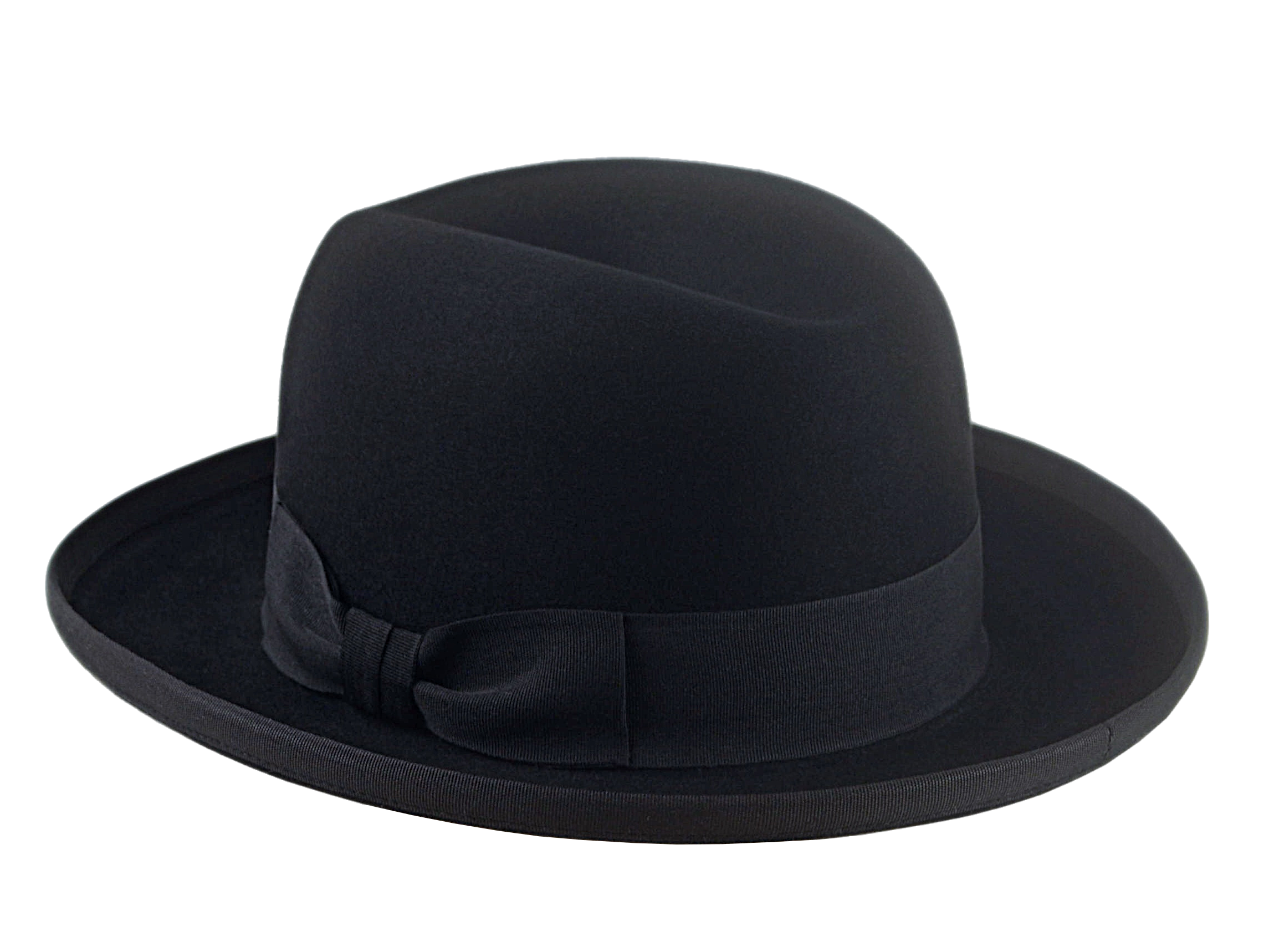 The SIGNATURE | Agnoulita Custom Handmade Hats Agnoulita Hats 3 | Black, Homburg Fedora, Rabbit fur felt, Single-crease