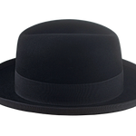 The SIGNATURE | Agnoulita Custom Handmade Hats Agnoulita Hats 5 | Black, Homburg Fedora, Rabbit fur felt, Single-crease