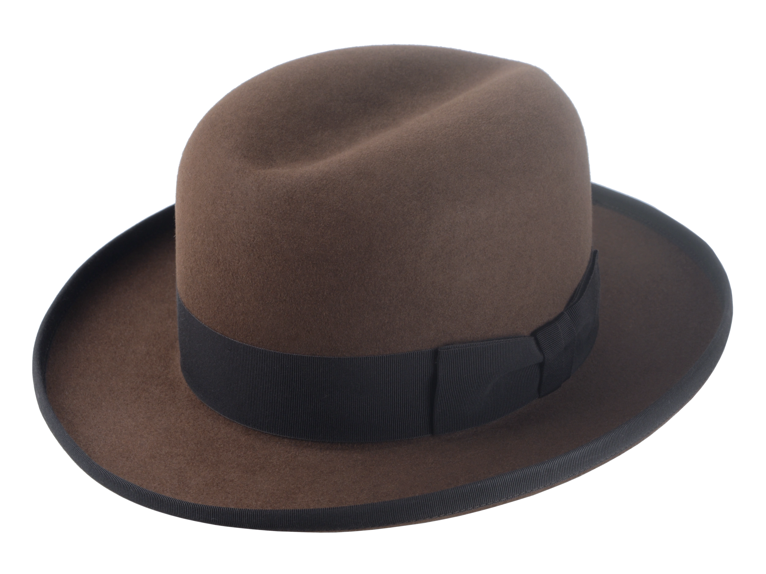 The Signature - Elegant Brown Beaver Fur Felt Homburg Hat for Men | Agnoulita Quality Custom Hats 1