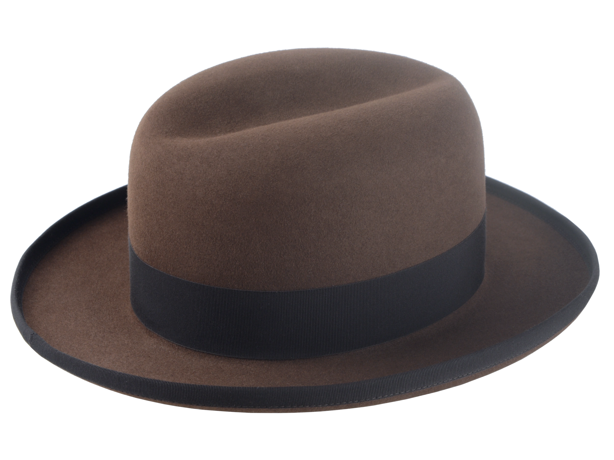 The Signature - Elegant Brown Beaver Fur Felt Homburg Hat for Men | Agnoulita Quality Custom Hats 4