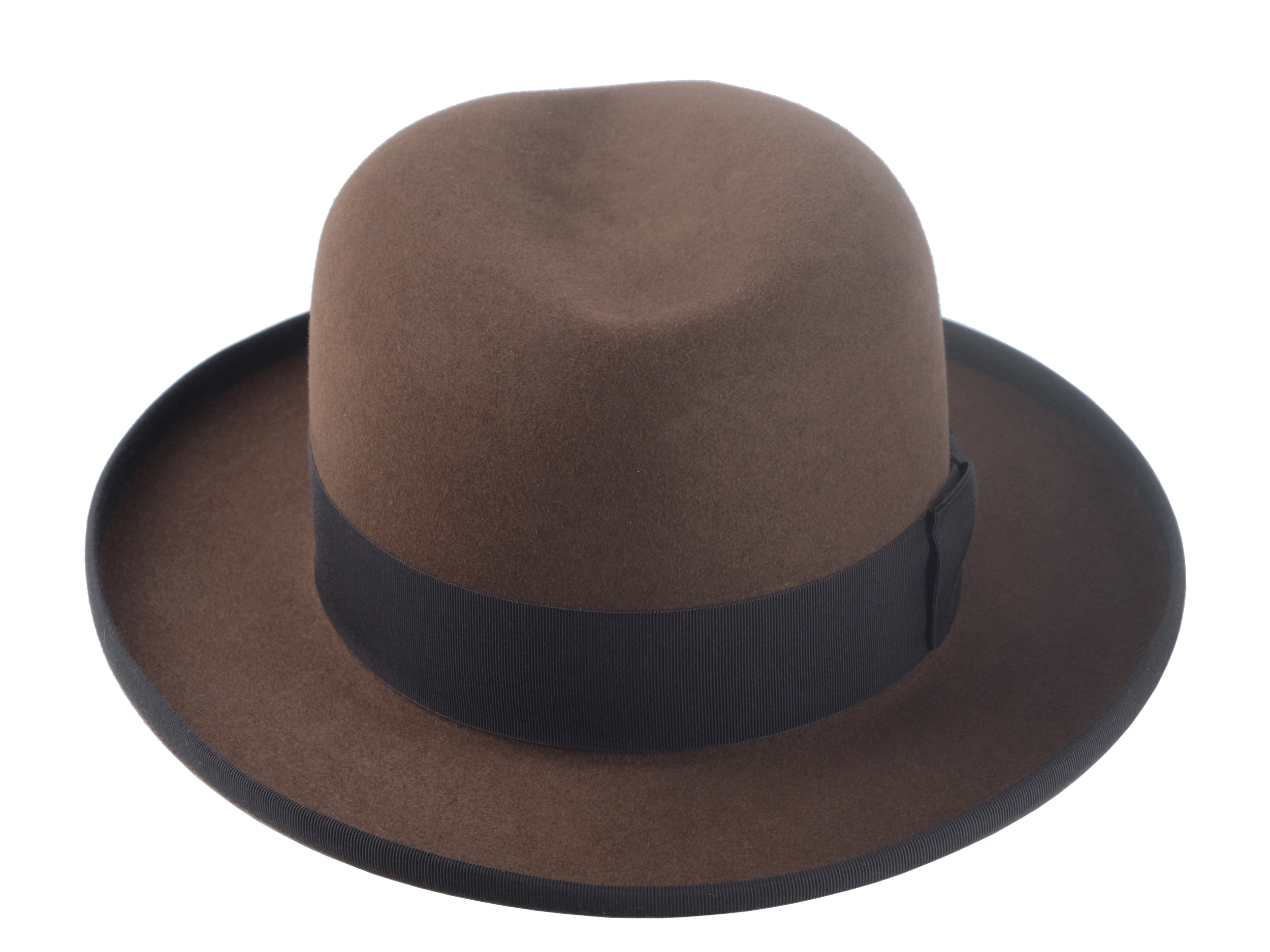 The Signature - Elegant Brown Beaver Fur Felt Homburg Hat for Men | Agnoulita Quality Custom Hats 6