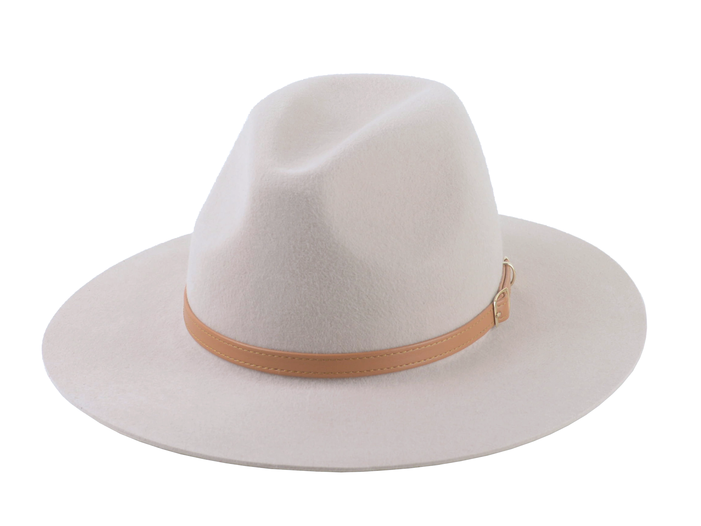 The Solstice - Beige Fur Felt Wide Brim Fedora for Women with Stylish Leather Belt | Agnoulita Quality Custom Hats 1