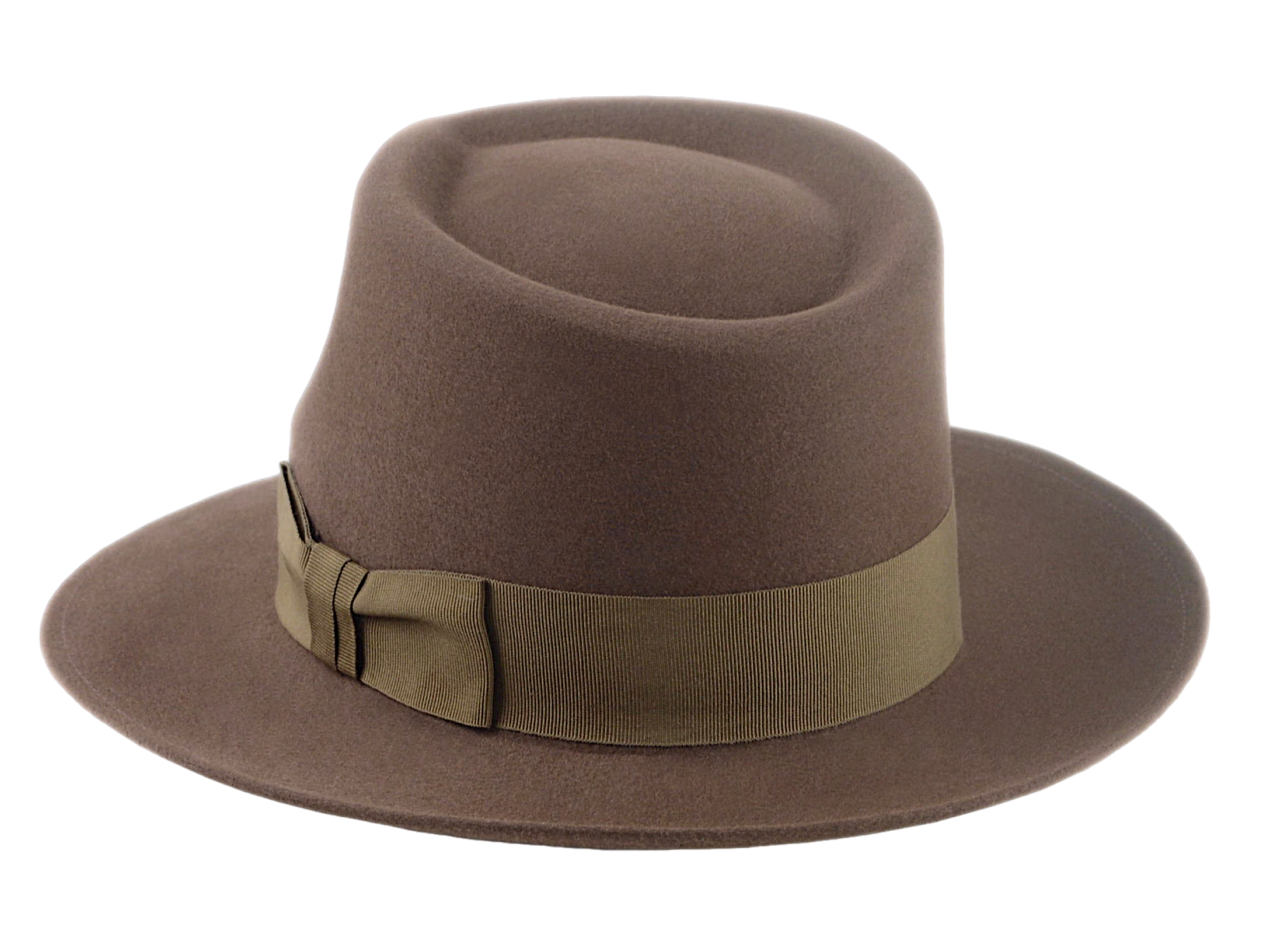 The SOVEREIGN | Agnoulita Custom Handmade Hats Agnoulita Hats 3 | Dark Taupe, Men's Fedora, Rabbit fur felt, Teardrop