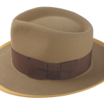 The STENTOR - Teardrop Fedora For Men with Double-Bow hatband in Light Camel Rabbit fur felt | Agnoulita Quality Custom Hats 2