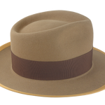 The STENTOR - Teardrop Fedora For Men with Double-Bow hatband in Light Camel Rabbit fur felt | Agnoulita Quality Custom Hats 5
