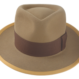 The STENTOR - Teardrop Fedora For Men with Double-Bow hatband in Light Camel Rabbit fur felt | Agnoulita Quality Custom Hats 6