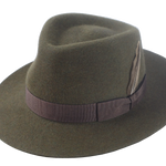 The Storyteller - Fur Felt Melange Wide Brim Fedora For Men or Women Army Green Color | Agnoulita Quality Custom Hats 1