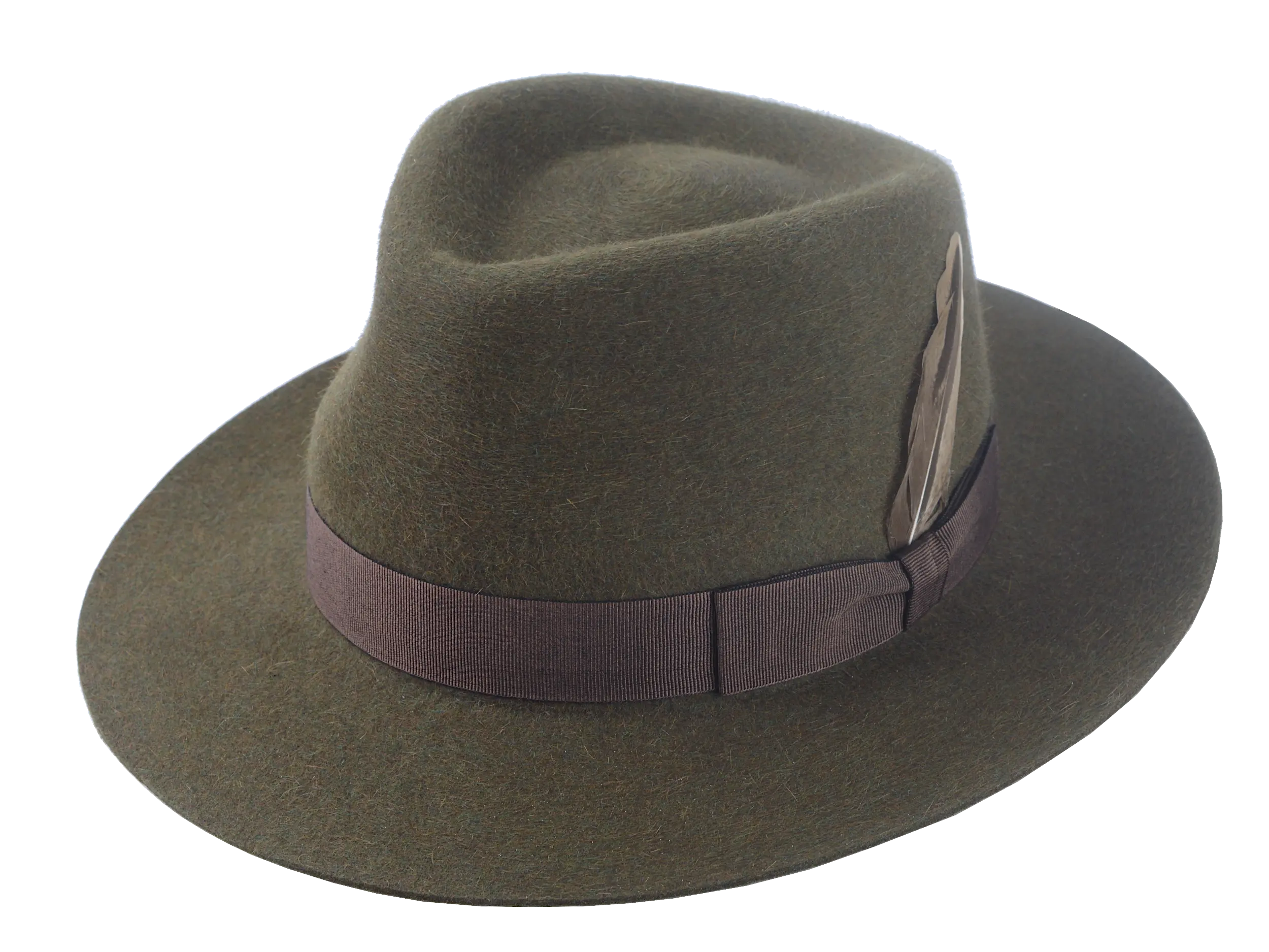 The Storyteller - Fur Felt Melange Wide Brim Fedora For Men or Women Army Green Color | Agnoulita Quality Custom Hats 1