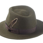 The Storyteller - Fur Felt Melange Wide Brim Fedora For Men or Women Army Green Color | Agnoulita Quality Custom Hats 3