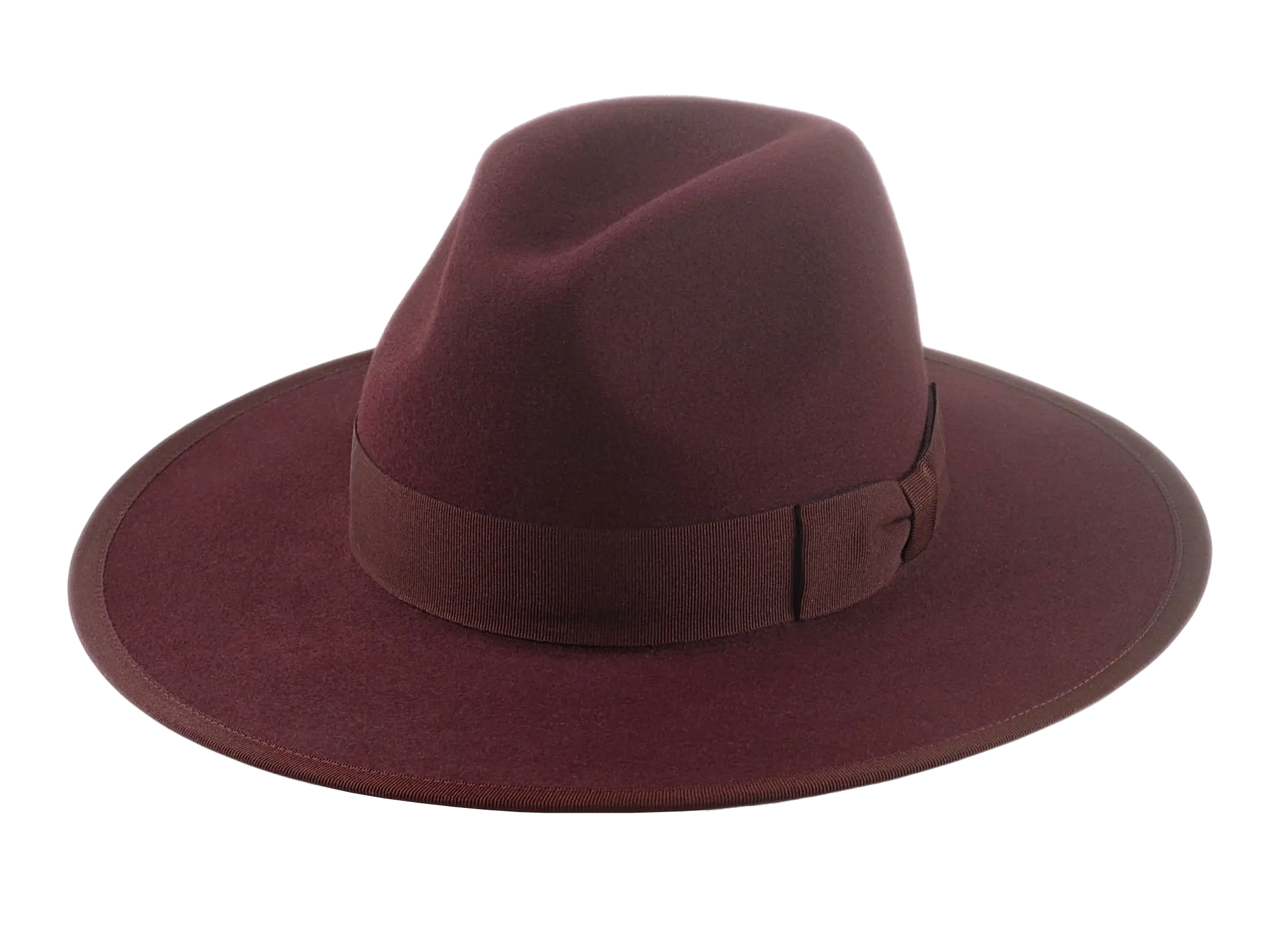 The TAYLOR | Agnoulita Custom Handmade Hats Agnoulita Hats | Burgundy, Center-dent, Rabbit fur felt, Wide Brim Fedora