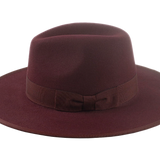 The TAYLOR | Agnoulita Custom Handmade Hats Agnoulita Hats | Burgundy, Center-dent, Rabbit fur felt, Wide Brim Fedora 2