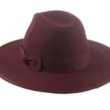 The TAYLOR | Agnoulita Custom Handmade Hats Agnoulita Hats | Burgundy, Center-dent, Rabbit fur felt, Wide Brim Fedora 3