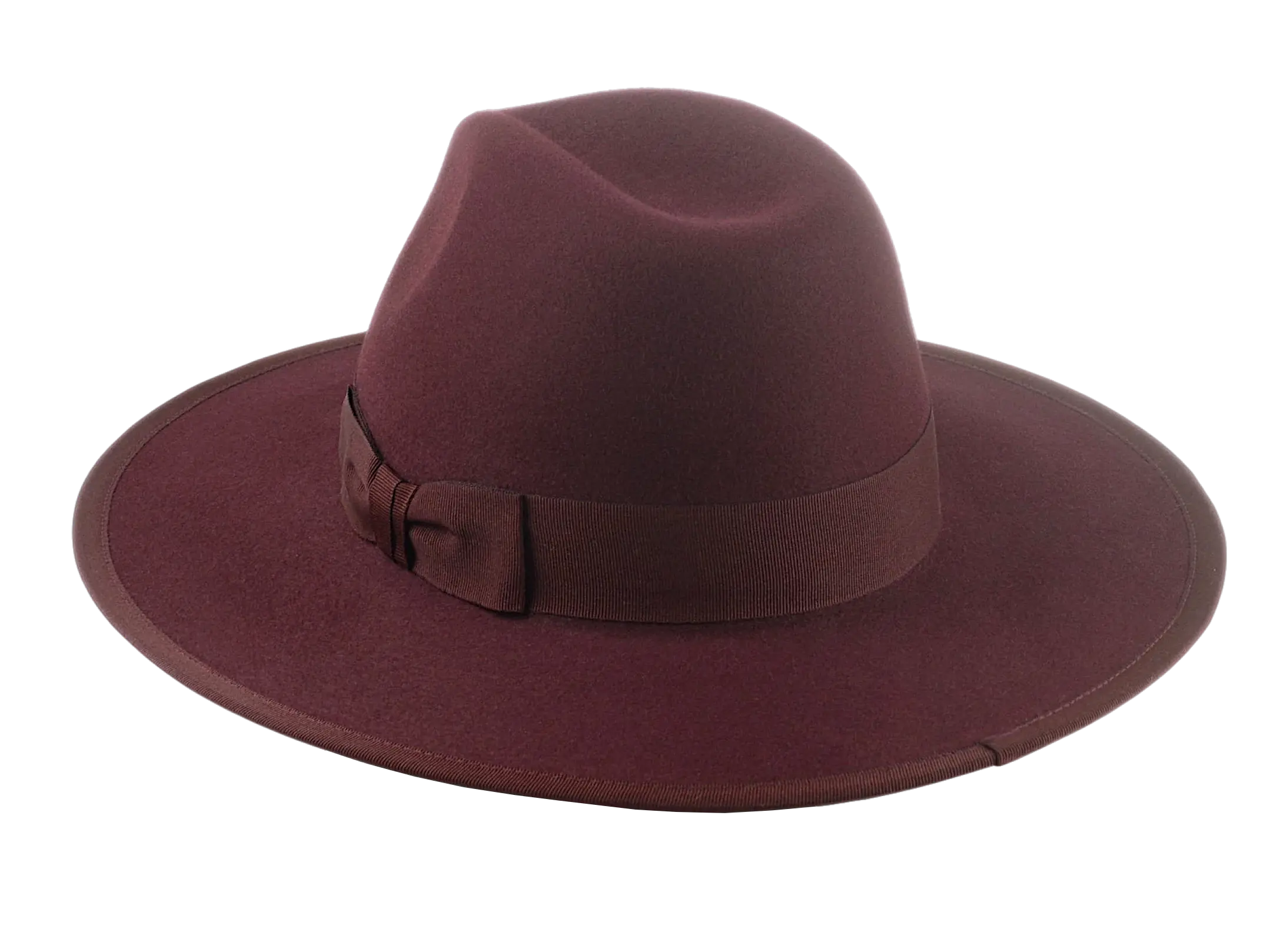 The TAYLOR | Agnoulita Custom Handmade Hats Agnoulita Hats | Burgundy, Center-dent, Rabbit fur felt, Wide Brim Fedora 3