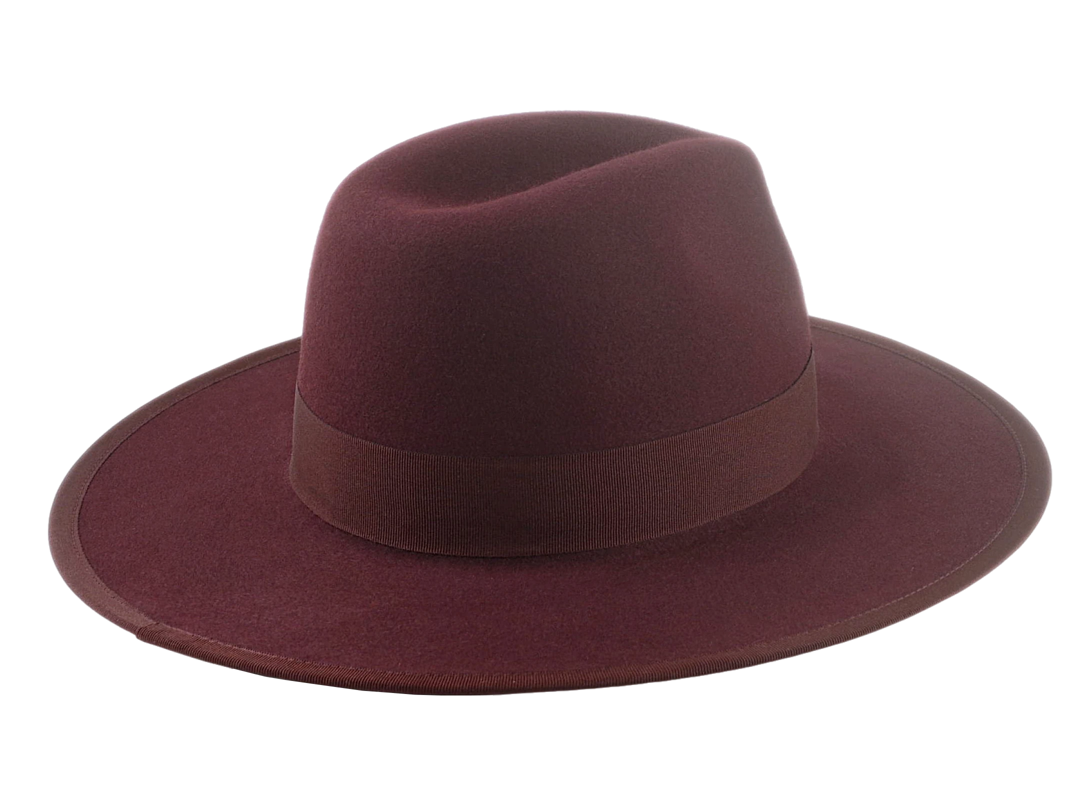 The TAYLOR | Agnoulita Custom Handmade Hats Agnoulita Hats | Burgundy, Center-dent, Rabbit fur felt, Wide Brim Fedora 4