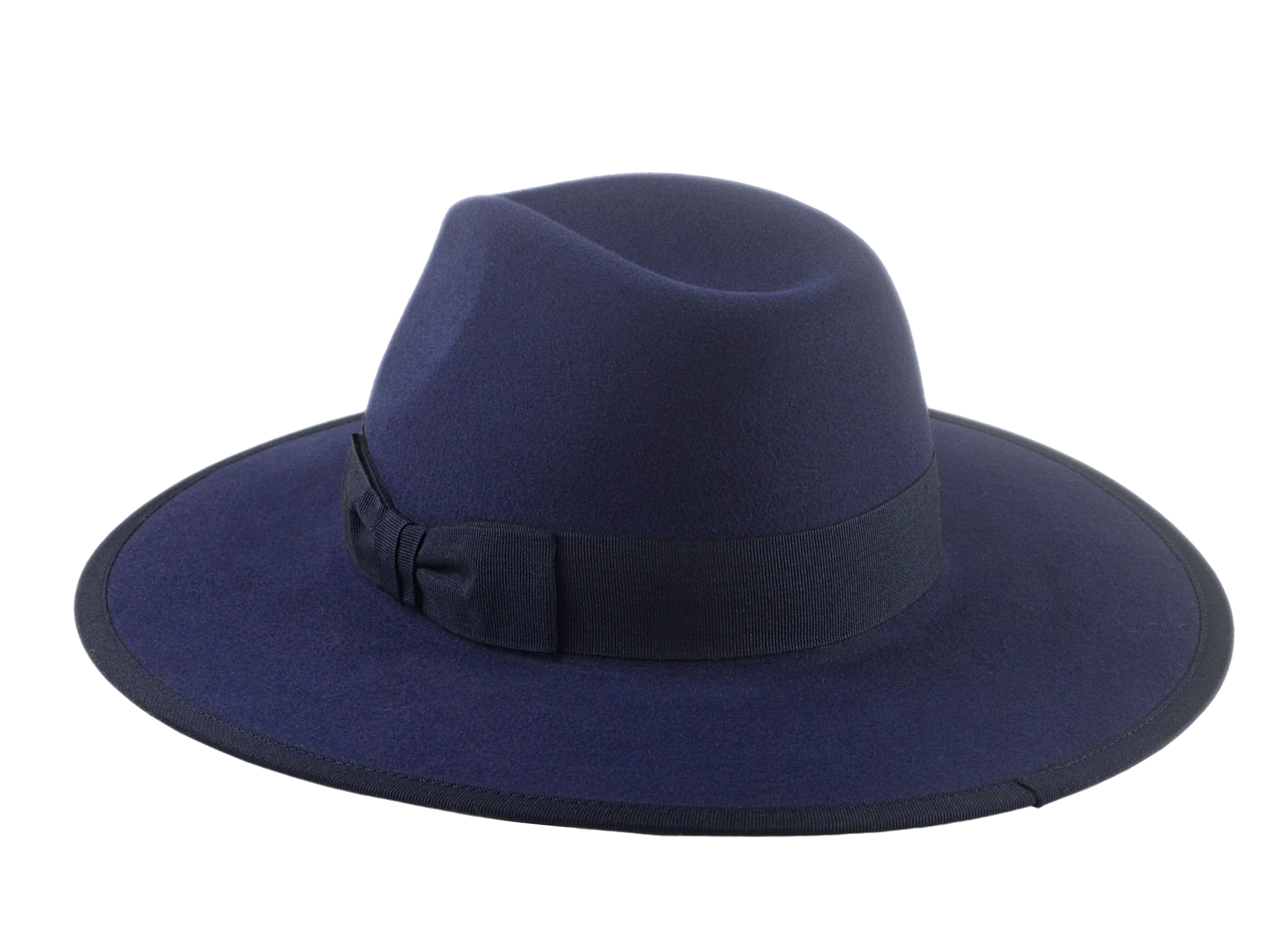 The TAYLOR | Agnoulita Custom Handmade Hats Agnoulita Hats 2 | Center-dent, Navy, Rabbit fur felt, Wide Brim Fedora