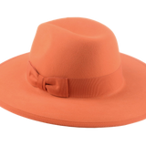 The TAYLOR | Agnoulita Custom Handmade Hats Agnoulita Hats 3 | Center-dent, Orange, Rabbit fur felt, Wide Brim Fedora