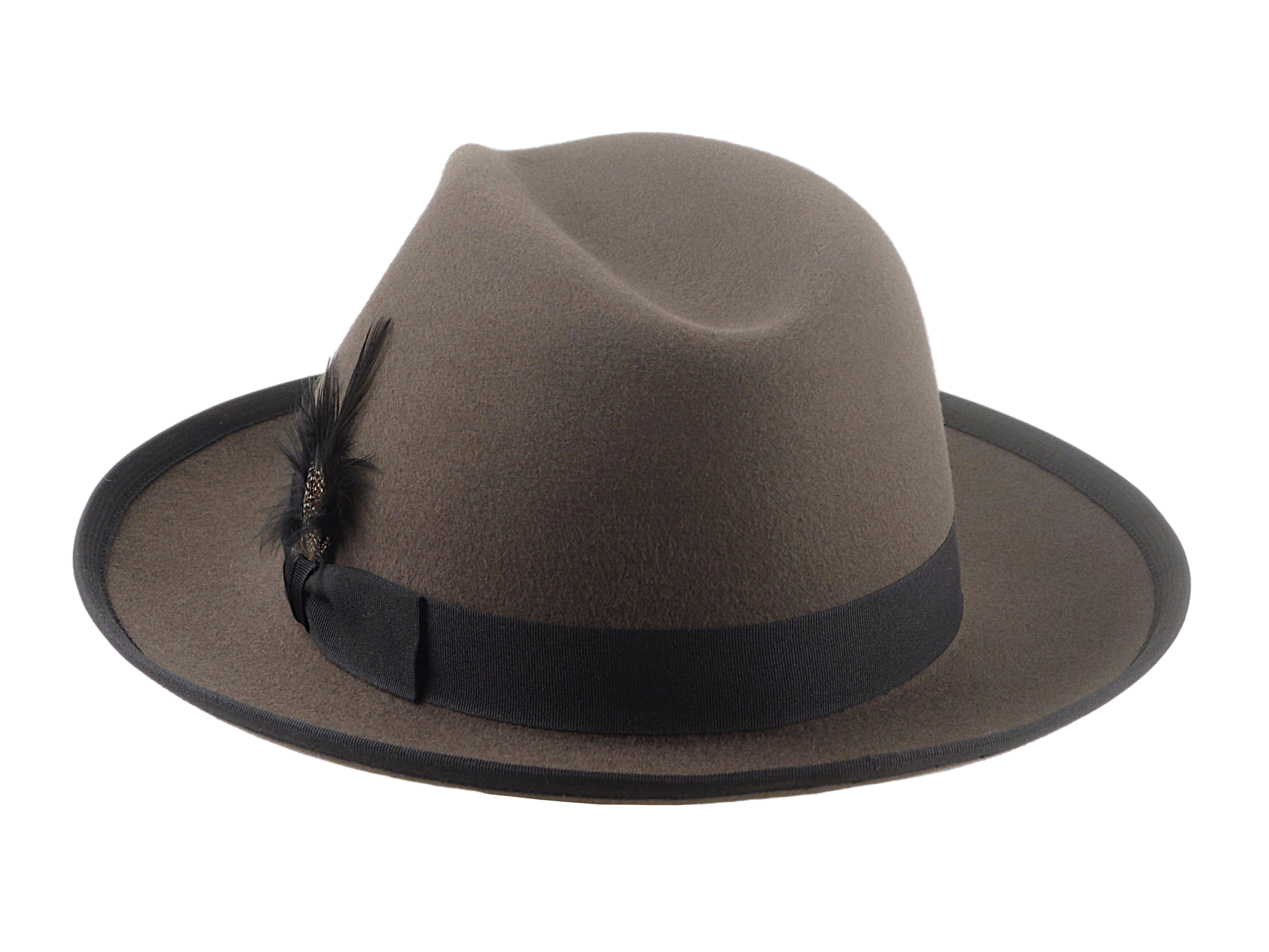 The THIAGO | Agnoulita Custom Handmade Hats Agnoulita Hats 3 | Caribou Grey, Center-dent, Men's Fedora, Rabbit fur felt