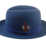 The TOBIN | Agnoulita Custom Handmade Hats Agnoulita Hats 2 | Blue, Men's Fedora, Rabbit fur felt, Single-crease, Yale Blue