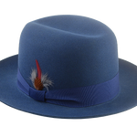The TOBIN | Agnoulita Custom Handmade Hats Agnoulita Hats 3 | Blue, Men's Fedora, Rabbit fur felt, Single-crease, Yale Blue
