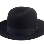 The TOBIN | Custom Handmade Agnoulita Hats 1 | Black, Men's Fedora, Rabbit fur felt, Single-crease