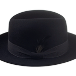 The TOBIN | Custom Handmade Agnoulita Hats 2 | Black, Men's Fedora, Rabbit fur felt, Single-crease