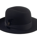 The TOBIN | Custom Handmade Agnoulita Hats 3 | Black, Men's Fedora, Rabbit fur felt, Single-crease