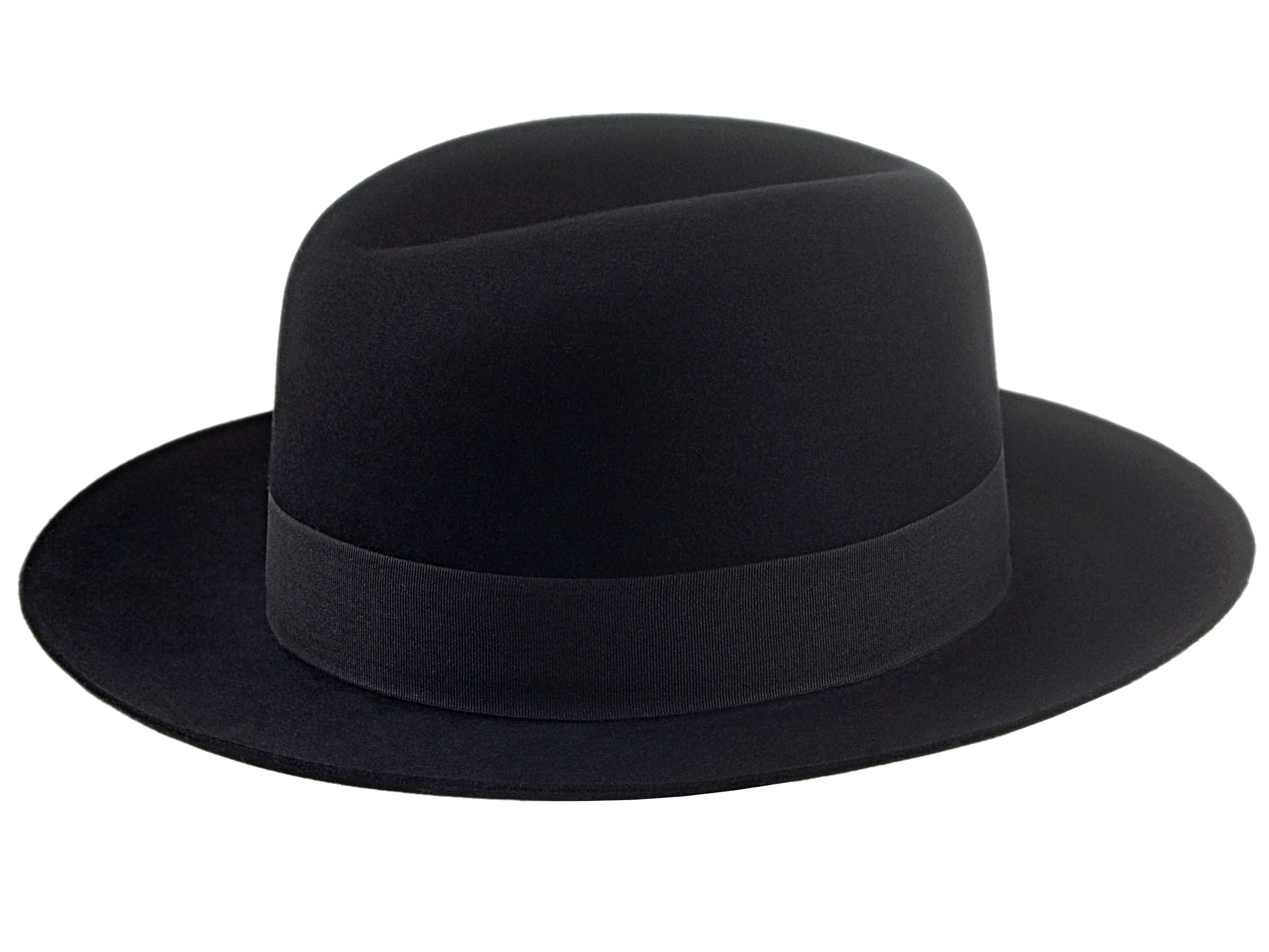 The TOBIN | Custom Handmade Agnoulita Hats 4 | Black, Men's Fedora, Rabbit fur felt, Single-crease