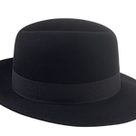 The TOBIN | Custom Handmade Agnoulita Hats 5 | Black, Men's Fedora, Rabbit fur felt, Single-crease
