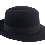 The TOBIN | Custom Handmade Agnoulita Hats 5 | Black, Men's Fedora, Rabbit fur felt, Single-crease