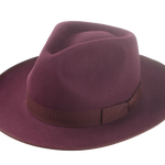 The Ulysses - Open-Road Style Wide Brim Fedora For Men in Burgundy Beaver Fur Felt | Agnoulita Quality Custom Hats 1