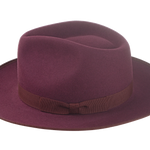 The Ulysses - Open-Road Style Wide Brim Fedora For Men in Burgundy Beaver Fur Felt | Agnoulita Quality Custom Hats 2