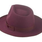 The Ulysses - Open-Road Style Wide Brim Fedora For Men in Burgundy Beaver Fur Felt | Agnoulita Quality Custom Hats 3