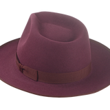 The Ulysses - Open-Road Style Wide Brim Fedora For Men in Burgundy Beaver Fur Felt | Agnoulita Quality Custom Hats 3
