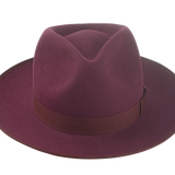 The Ulysses - Open-Road Style Wide Brim Fedora For Men in Burgundy Beaver Fur Felt | Agnoulita Quality Custom Hats 6