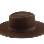 The Vanguard: Focused shot highlighting the 3 5/8" ribbon-bound flat brim | Agnoulita Hats