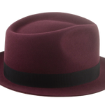 The Verve - Burgundy Premium Fur Felt Narrow Brim Fedora Hat for Men with Teardrop Crown Design | Agnoulita Quality Custom Hats  5