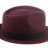 The Verve - Burgundy Premium Fur Felt Narrow Brim Fedora Hat for Men with Teardrop Crown Design | Agnoulita Quality Custom Hats  5