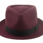 The Verve - Burgundy Premium Fur Felt Narrow Brim Fedora Hat for Men with Teardrop Crown Design | Agnoulita Quality Custom Hats  6