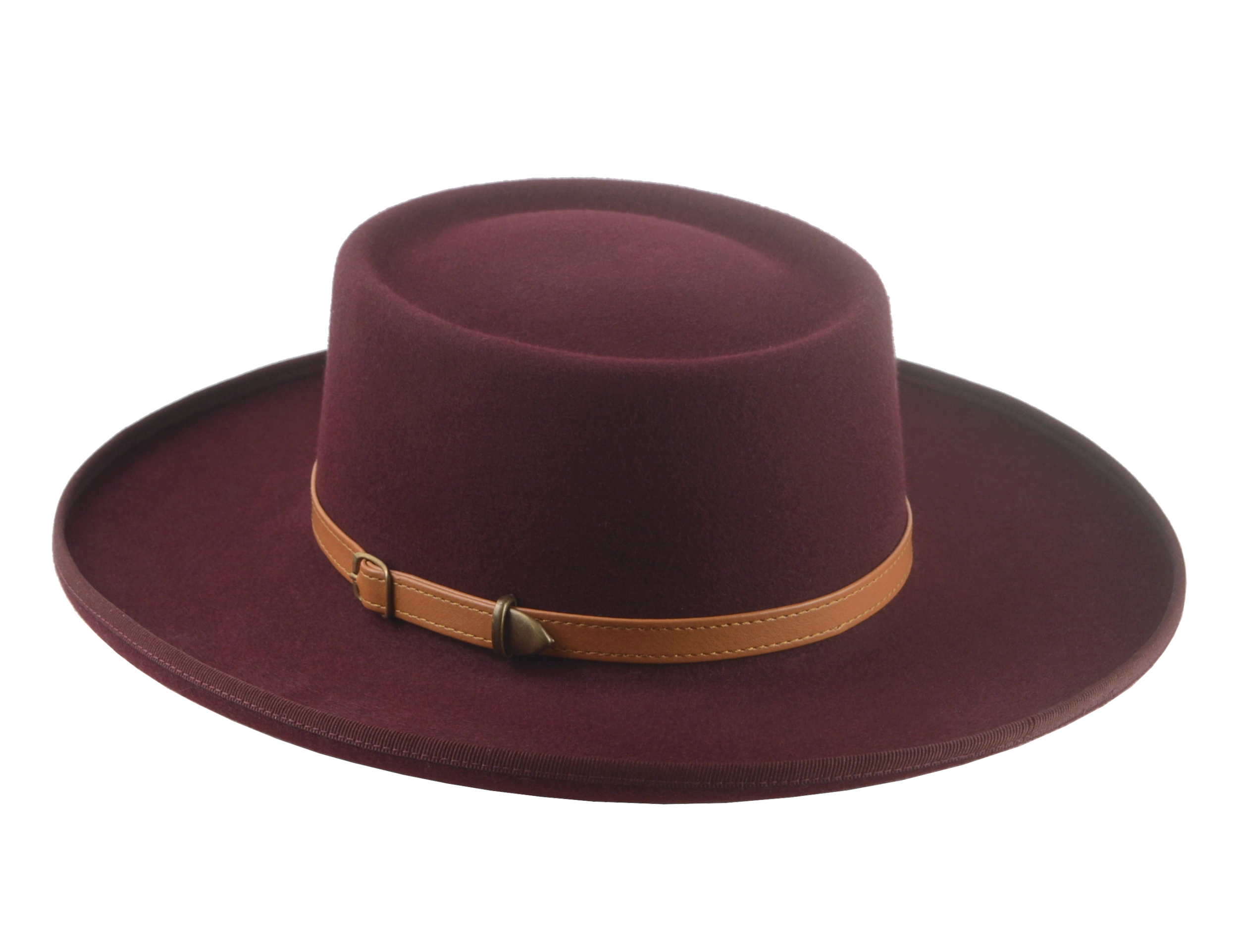 The Vista - Premium Fur Felt Gambler Cowboy Hat For Men in Burgundy Color | Agnoulita Quality Custom Hats 3