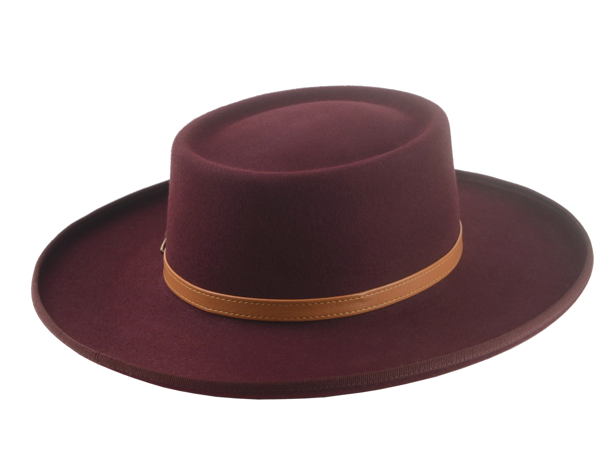 The Vista - Premium Fur Felt Gambler Cowboy Hat For Men in Burgundy Color | Agnoulita Quality Custom Hats 4