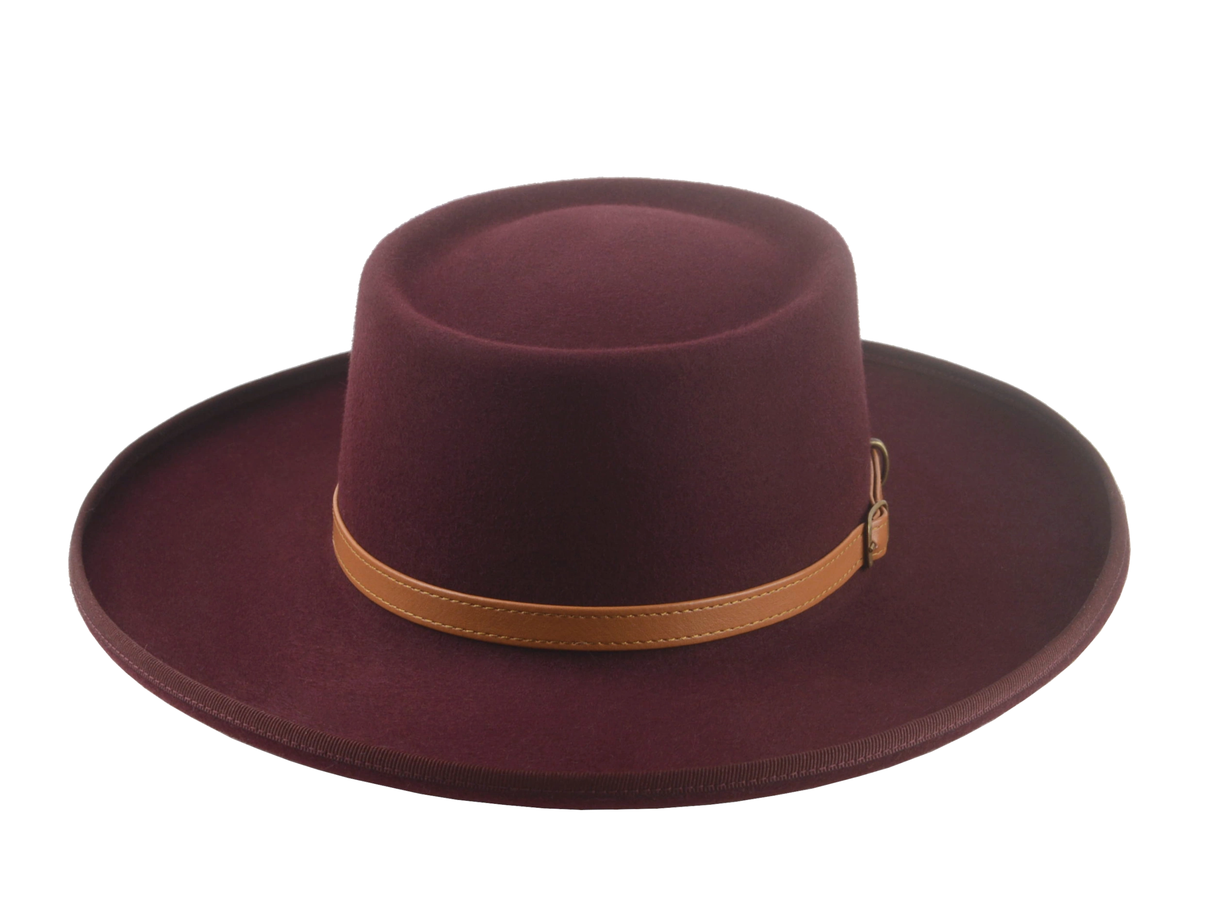 The Vista - Premium Fur Felt Gambler Cowboy Hat For Men in Burgundy Color | Agnoulita Quality Custom Hats 6