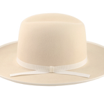 The Wayfarer: Side view of the 5/8" grosgrain ribbon hatband in ivory contrasted against bone felt | Agnoulita Hats