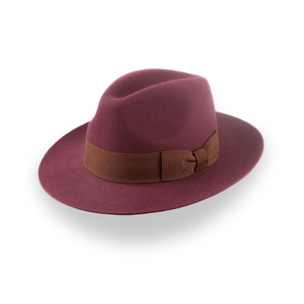 Wine Wide Brim Fedora Hat for Women in Lush Fur Felt | The Pinnacle - Agnoulita Hats 1 
