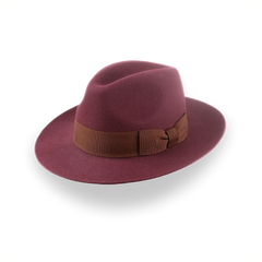 Cappello Fedora da donna a tesa larga in feltro di pelliccia di colore rosso, The Pinnacle