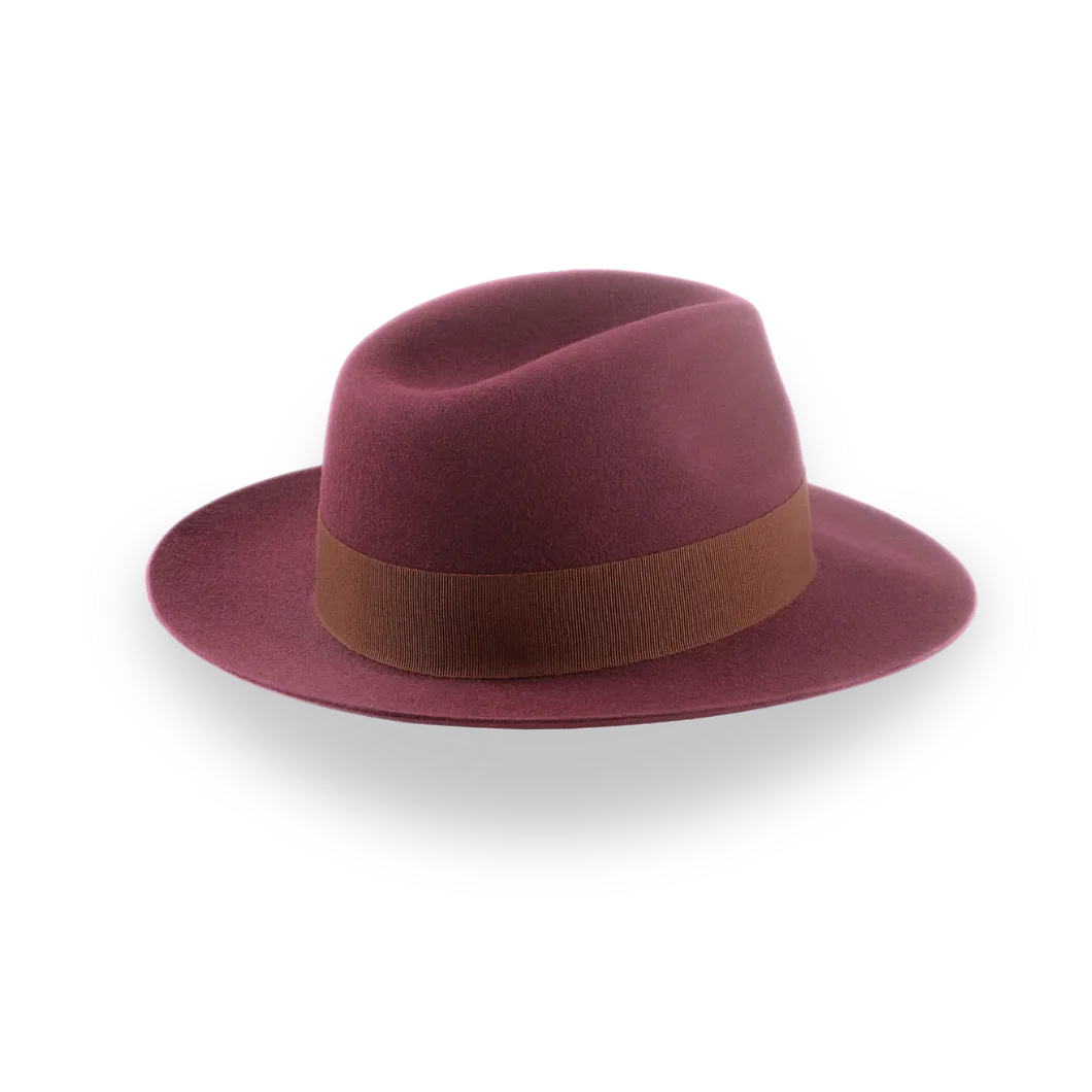 Wine Wide Brim Fedora Hat for Women in Lush Fur Felt | The Pinnacle - Agnoulita Hats 4 