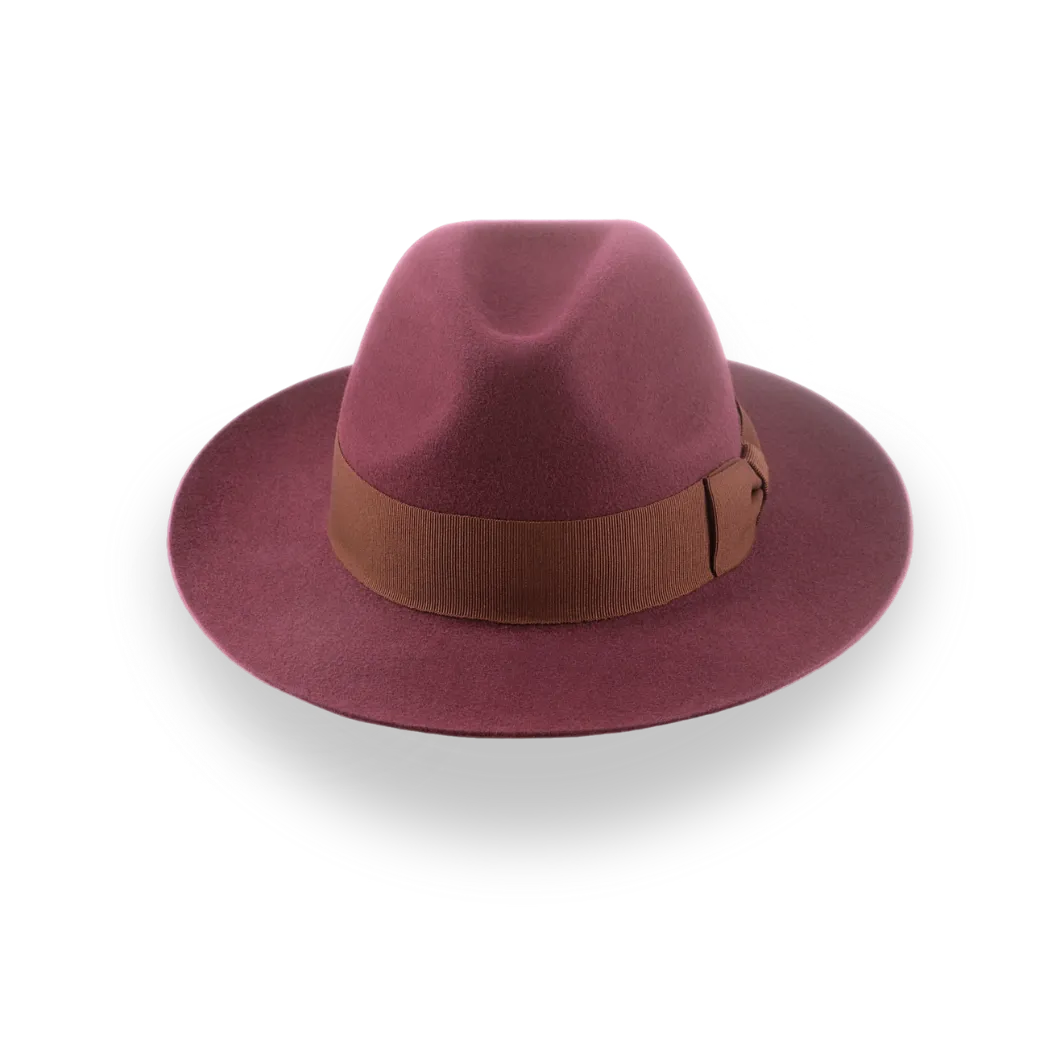 Wine Wide Brim Fedora Hat for Women in Lush Fur Felt | The Pinnacle - Agnoulita Hats 6 