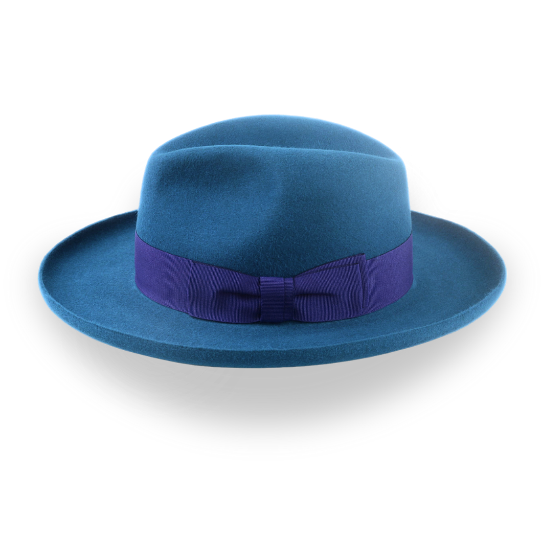 Yale Blue Fur Felt Fedora with Rolled Wide Brim | The Magellan - Agnoulita Hats 2 